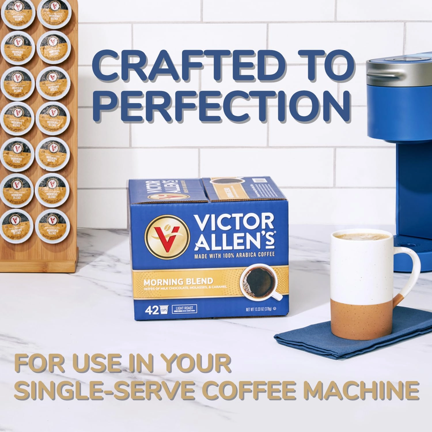 Victor Allen's Coffee Variety Pack (Morning Blend 10, 100% Colombian 10, Donut Shop Blend 12, French Roast 10), 42 Count, Single Serve Coffee Pods for Keurig K-Cup Brewers