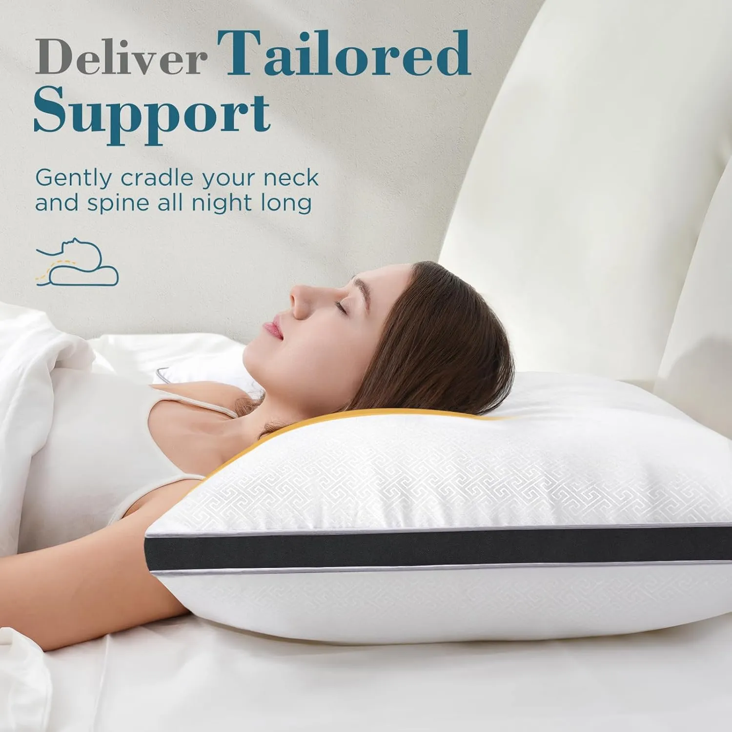 viewstar Pillows Queen Size Set of 2, Hotel Quality Cooling Down Alternative Gusseted Bed Pillows for Side, Back, or Stomach Sleepers, Black