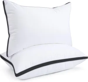 viewstar Pillows Queen Size Set of 2, Hotel Quality Cooling Down Alternative Gusseted Bed Pillows for Side, Back, or Stomach Sleepers, Black
