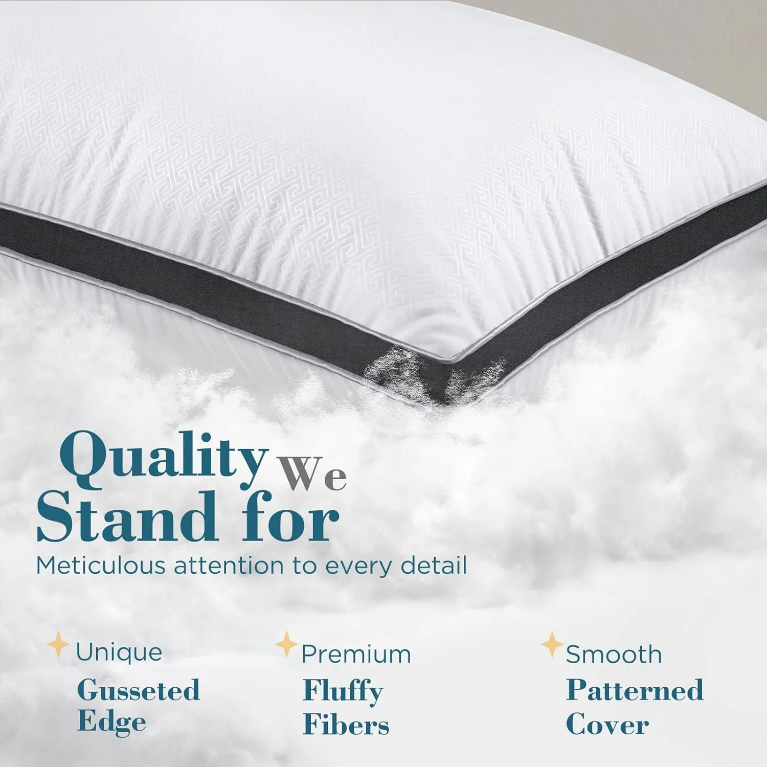 viewstar Pillows Queen Size Set of 2, Hotel Quality Cooling Down Alternative Gusseted Bed Pillows for Side, Back, or Stomach Sleepers, Black