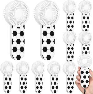 VIHOSE 12 Pcs Soccer Party Gift Soccer Party Supplies Electric Mini Handheld Fan 1 Speed Battery Powered Portable Fan Gift for Summer
