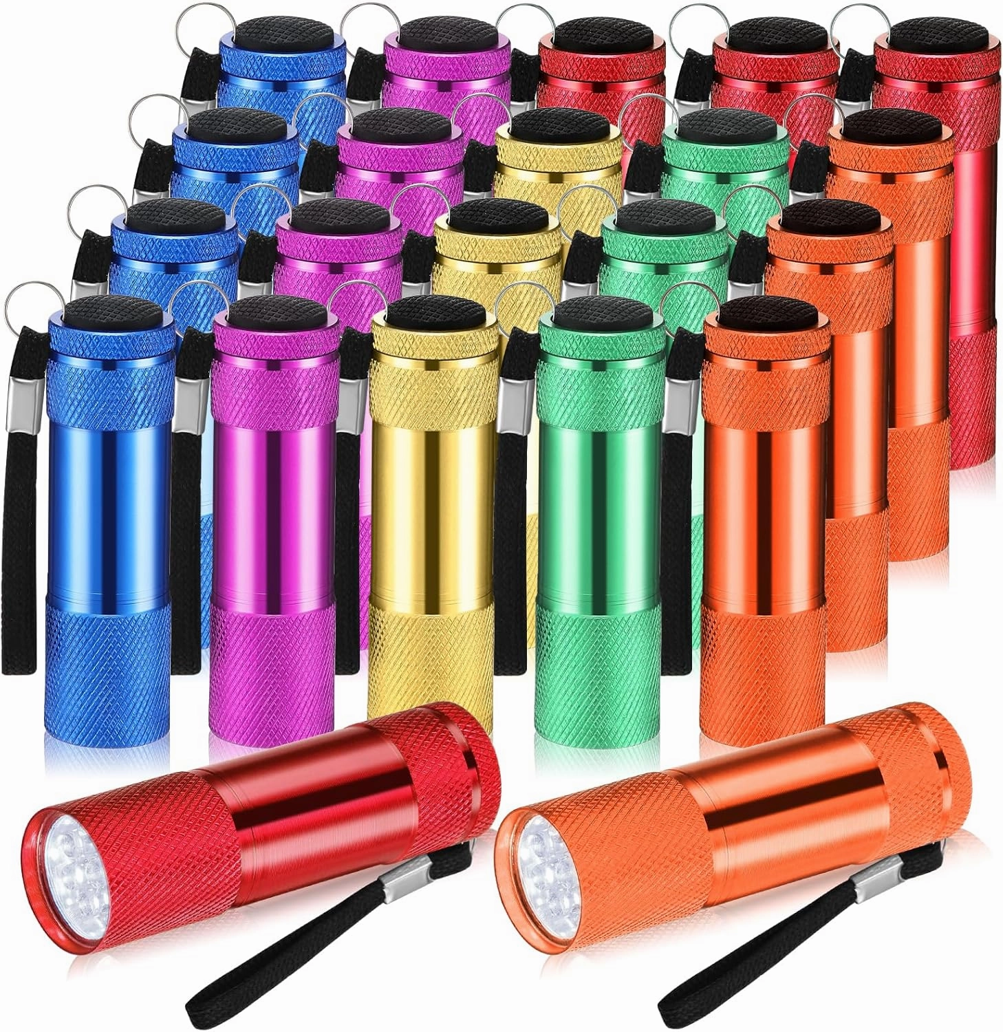 VIHOSE 20 Pcs Mini Flashlights Bulk, Bright Aluminum Handheld Flash Light with Lanyard Small LED Flashlights for Night Reading Emergency Hurricane Camping Hiking, Batteries Not Included(Bright)