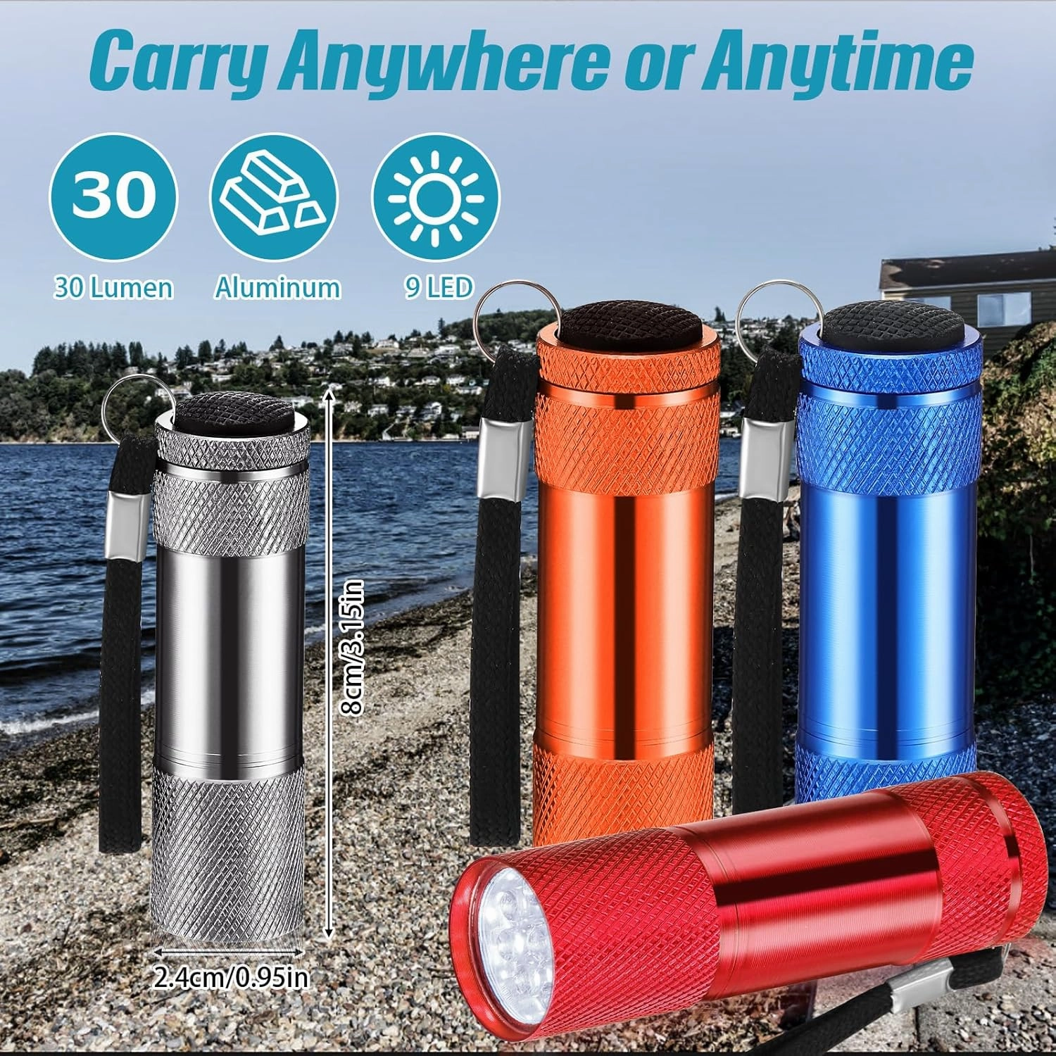 VIHOSE 32 Pcs Mini Flashlights Bulk, Bright Aluminum Handheld Flash Light with Lanyard, Small LED Flashlights for Kids Night Reading Emergency Camping Hiking, Batteries Not Included(Warm Color)