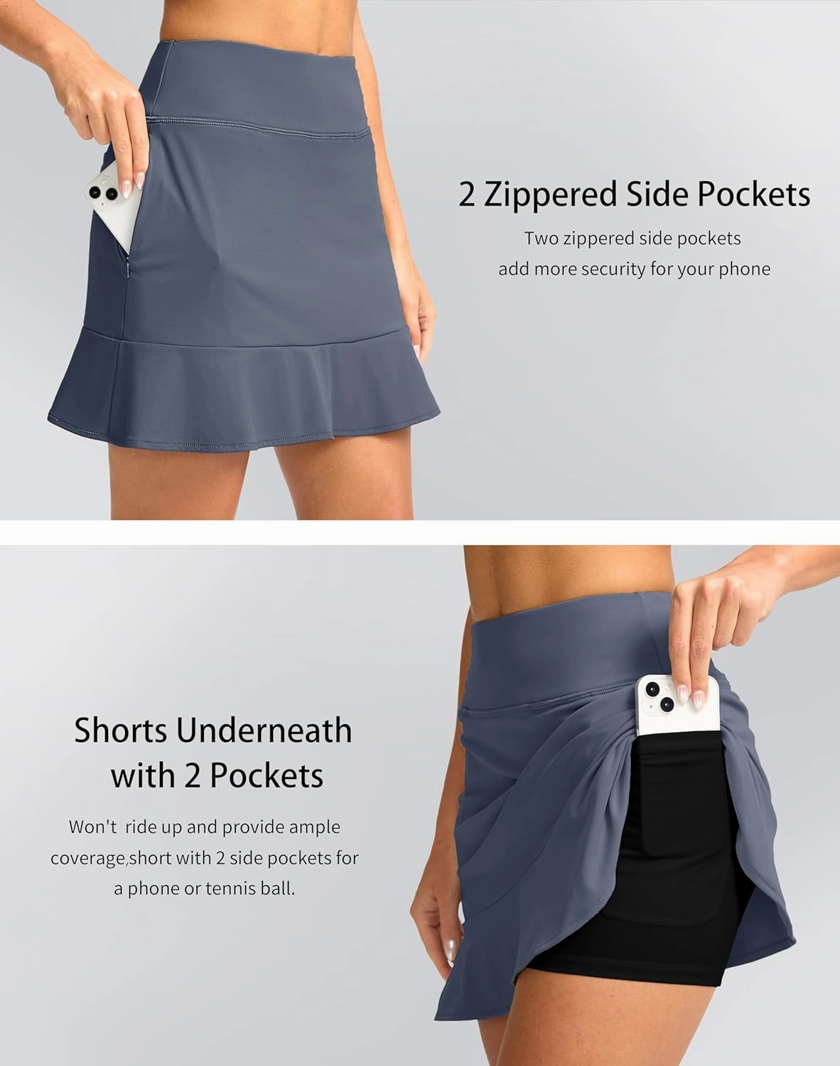 Viodia 16" Golf Skorts for Women High Waisted Tennis Skirt Athletic Skorts Skirts for Women Built-in Shorts with 5 Pockets