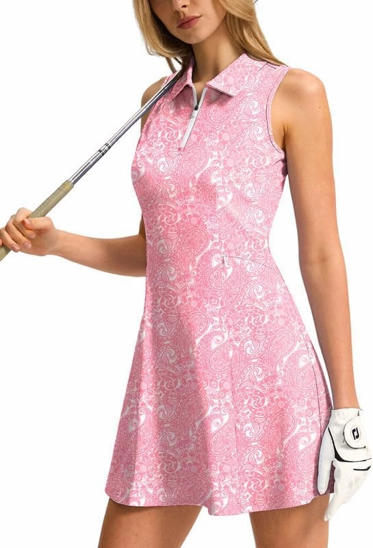 Viodia Women's Tennis Golf Dress with Shorts Pickleball Exercise Workout Athletic Dresses for Women with Zipper Pockets