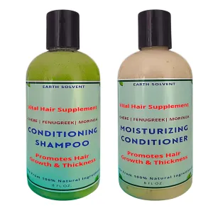 Vital Hair Supplement Chebe Fenugreek Moringa Shea Butter Shampoo and Conditioner Set For Dry Brittle Hair Promotes Hair Growth & Thickness | Moringa Hair Butter Mega Hair Growth Shampoo & Conditioner