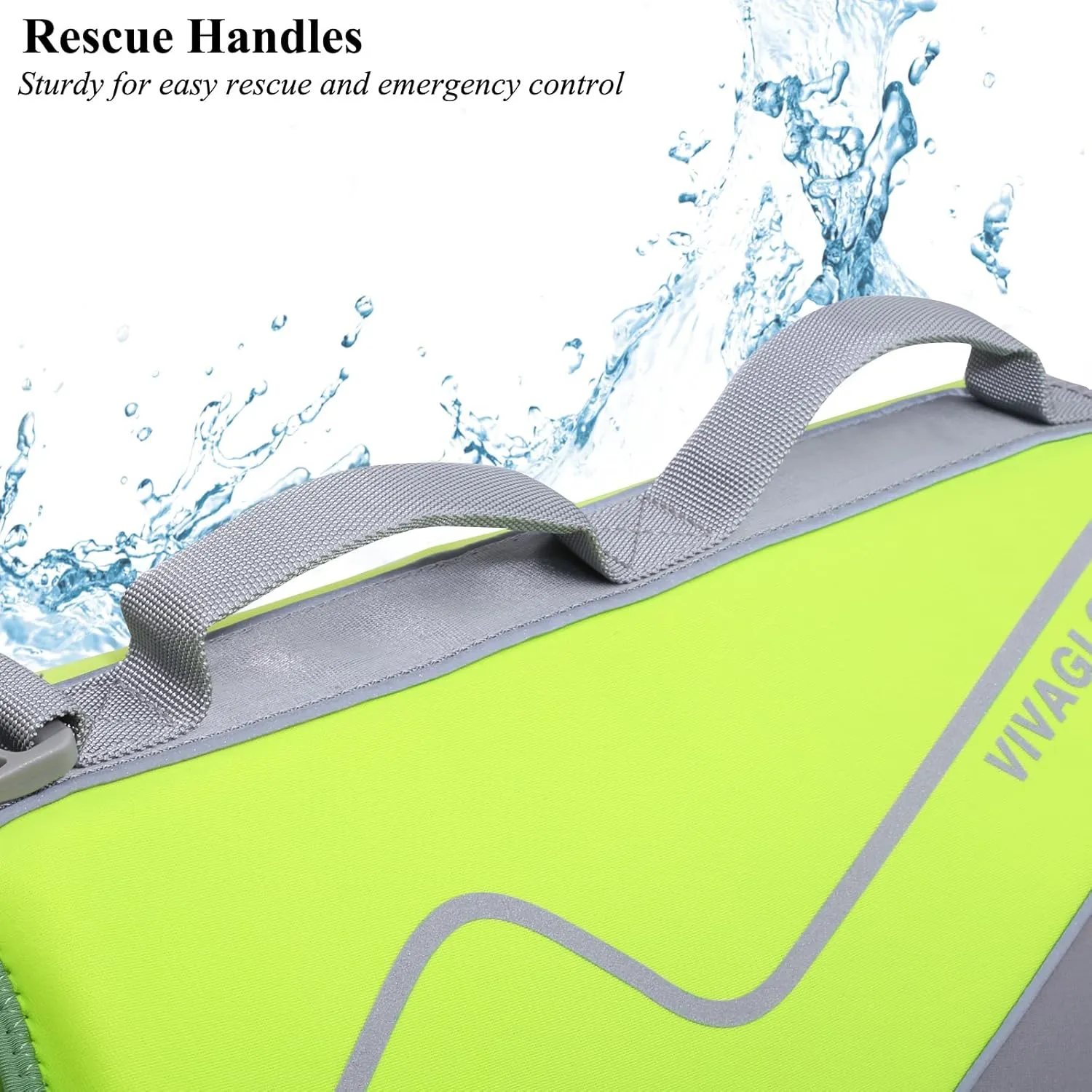 VIVAGLORY Neoprene Dog Life Jacket Dog Life Vest for Boating Hunting & Swimming, Lightweight with Leash Ring, L, Bright Yellow