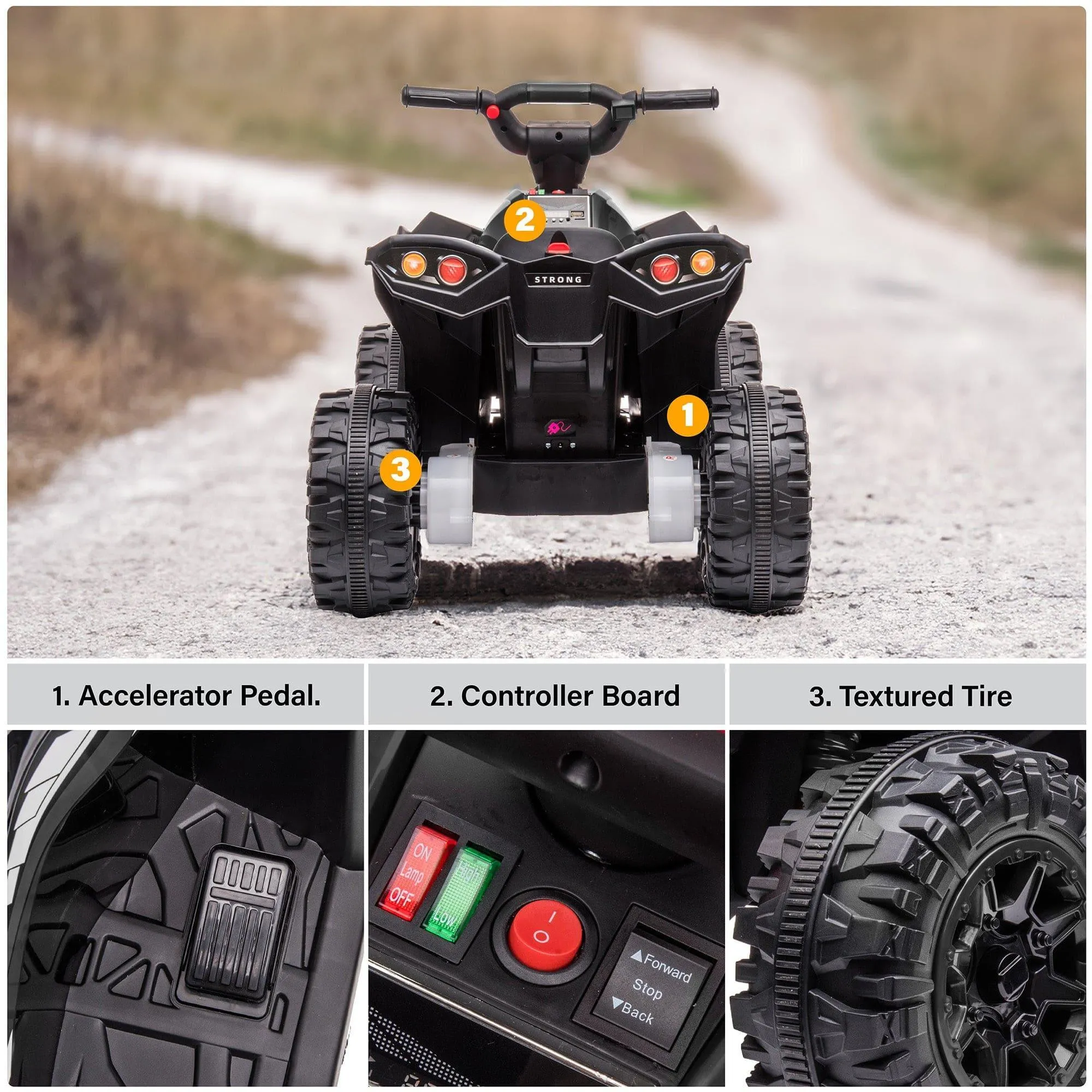 Voltz Toys 12V ATV Off-Road Ride On Car Toy for Kids with Realistic Lights and MP3 Player