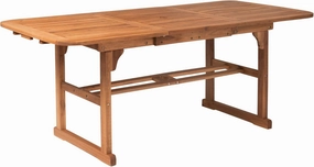 Walker Edison Maui Modern Solid Acacia Wood Slatted Patio Dining Table, 78 Inch, Brown
