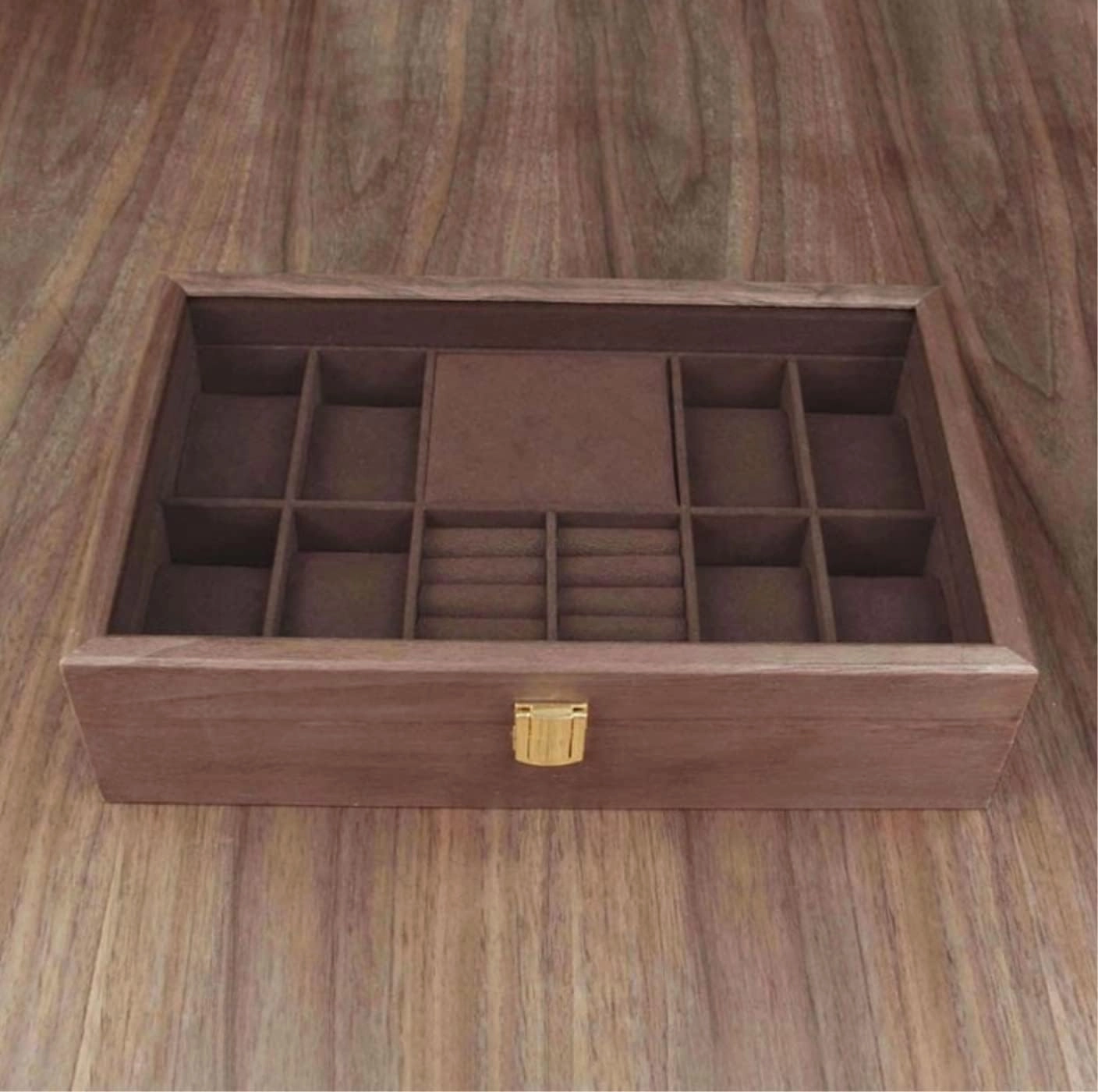 Watch Box Watch Case Watch Display Wood Watch Jewellery Storage Box With Clear Top Lockable Ring Earrings Jewelry Display Case Organizer Watch Organizer For Men(Walnut)