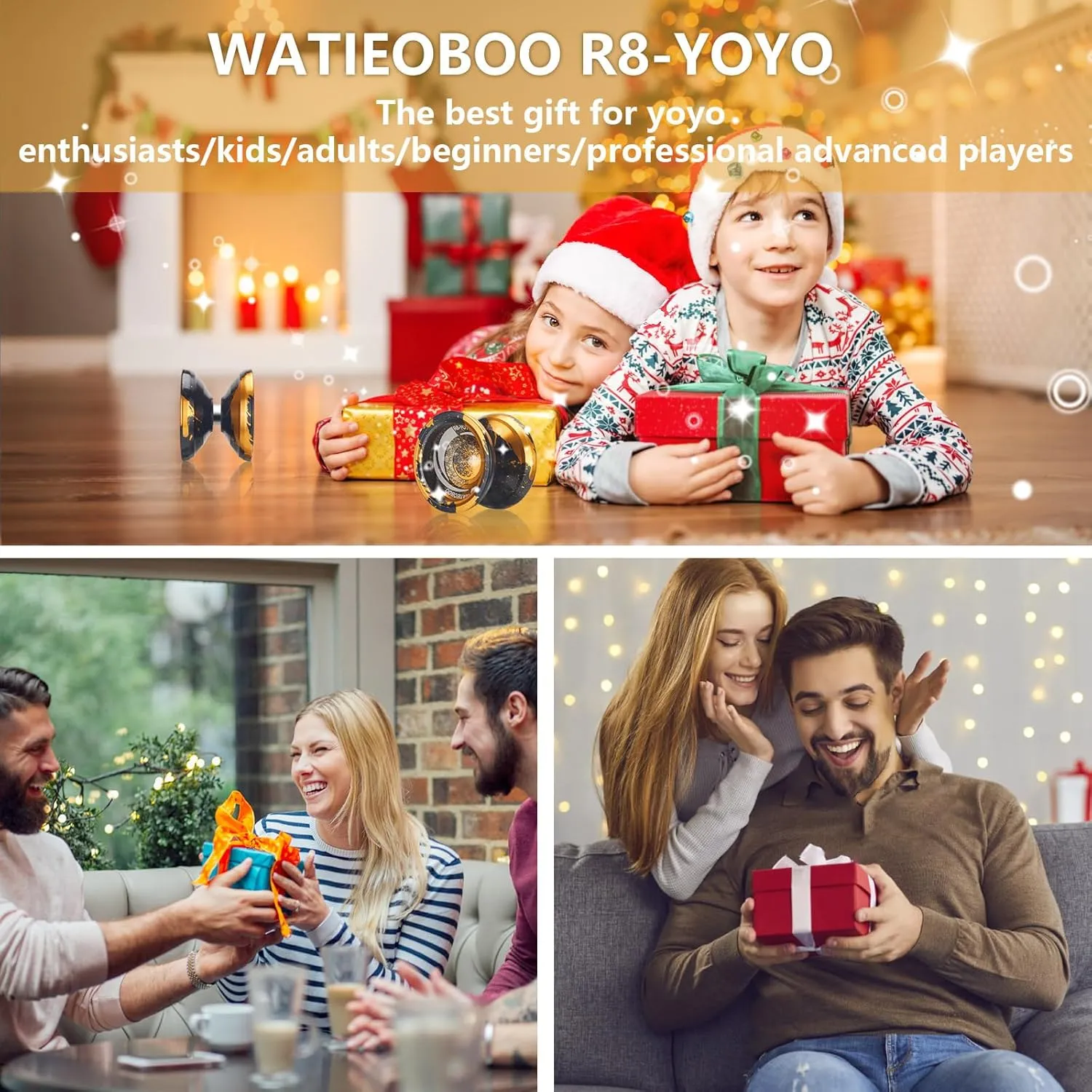 WATIEOBOO R8 Responsive Yoyo for Kids 8-12, Professional Unresponsive Metal Trick Yoyo for Adults with Yo Yo Bearing Kit, 10 Strings, Case & Gloves (Black Gold)