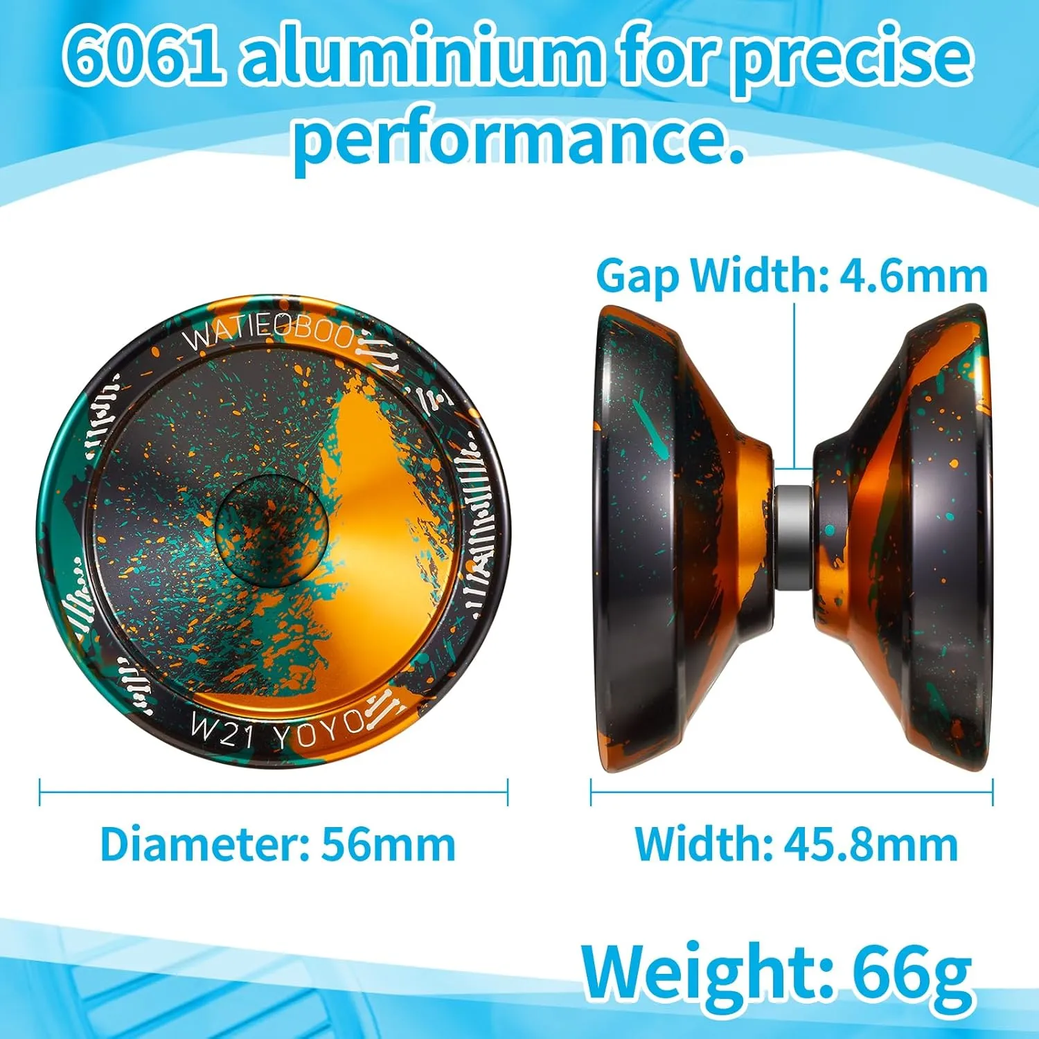 WATIEOBOO Yoyo R8 Responsive Yoyo for Kids 8-12,,Professional Unresponsive Yoyo for Adults Pro Metal Trick Yoyo with Yo Yo Bearing Kit 10 Strings, Case & Gloves (W21-Black Green Yellow)