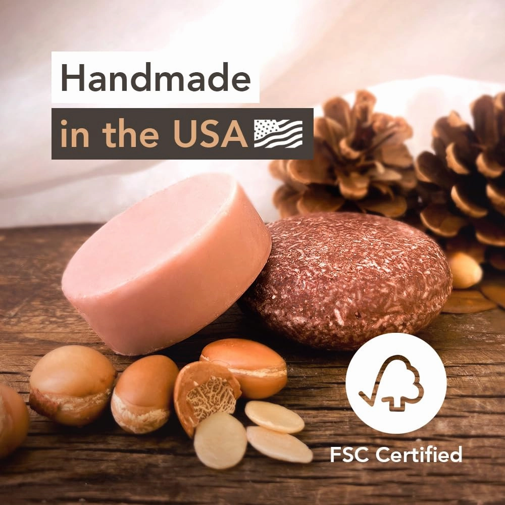 Wave Argan Oil Shampoo & Conditioner Bar Set - Sulfate Free Natural & Organic Moisturizing Vegan Shampoo and Conditioner Bars for Women & Men - Long-Lasting (80-120 Uses)