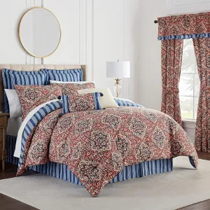 Waverly Tabriz Reversible Medallion 4 Piece Bedding Comforter Set, Laquer, King