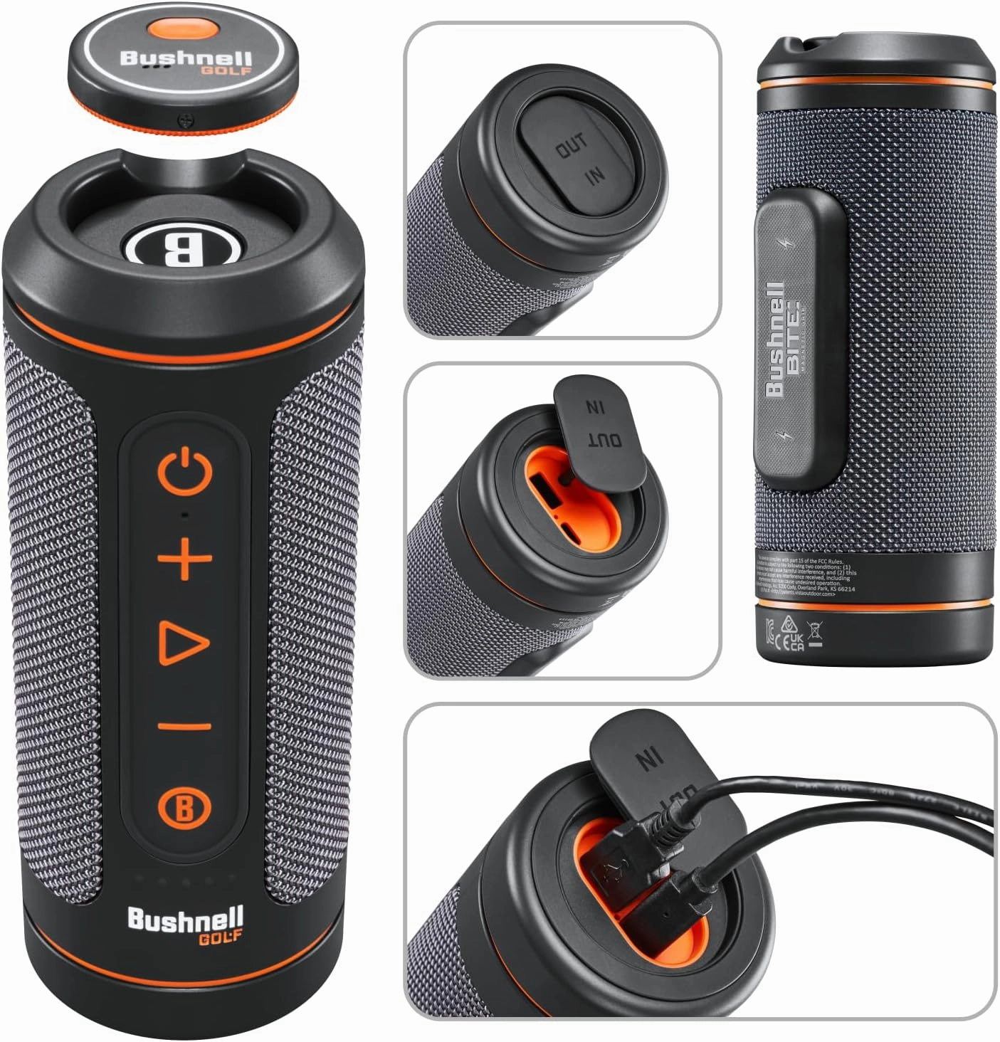 Wearable4U - Bushnell Wingman 2 GPS Golf Speaker with Black Earbuds - Wall/Car Adapters Bundle