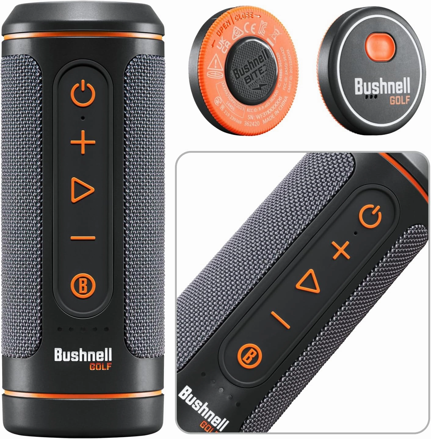 Wearable4U - Bushnell Wingman 2 GPS Golf Speaker with Black Earbuds - Wall/Car Adapters Bundle