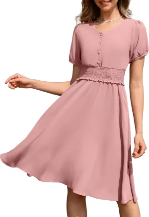 Wedtrend Vintage Dress for Women 1950s Dress Smocked Cocktail Dresses Church Retro Dresses with Pockets