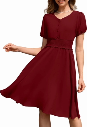 Wedtrend Vintage Dress for Women 1950s Dress Smocked Cocktail Dresses Church Retro Dresses with Pockets
