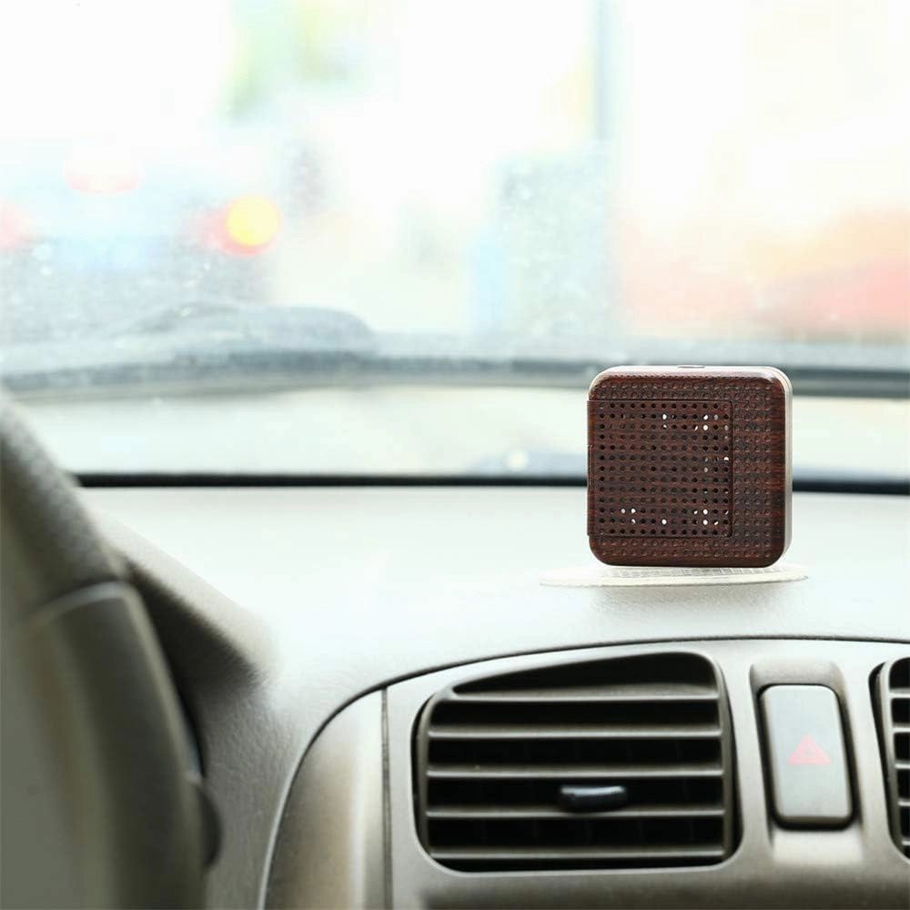 Weljoy Wood Grain Portable Diffuser for Essential Oils – Car or Travel, Mini Size, Quiet, Waterless, Re-Chargeable Battery or USB (Dark Brown)
