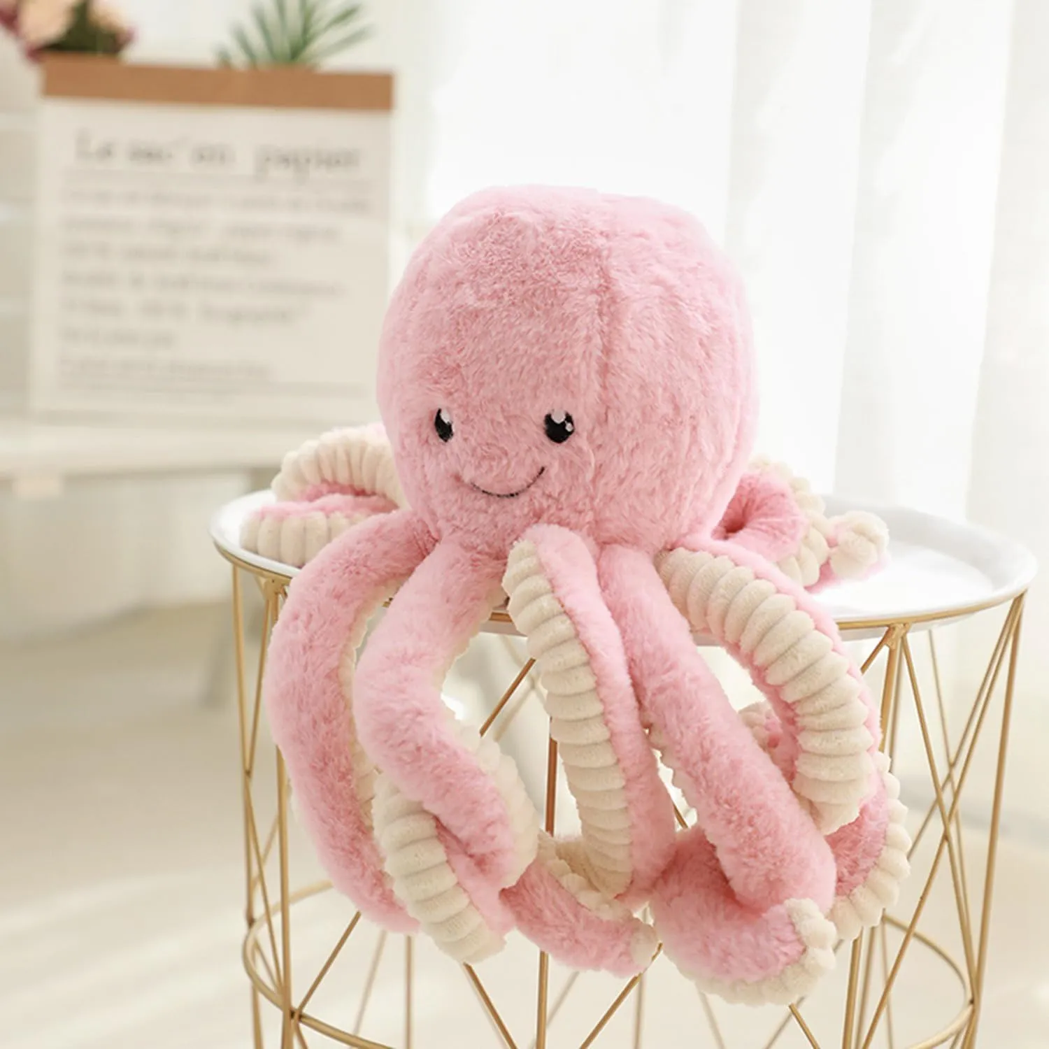 Wemi Lovely Simulation Stuffed Octopus Plush Toy Soft Pink Animal Doll Children Xmas Gifts Home Accessories