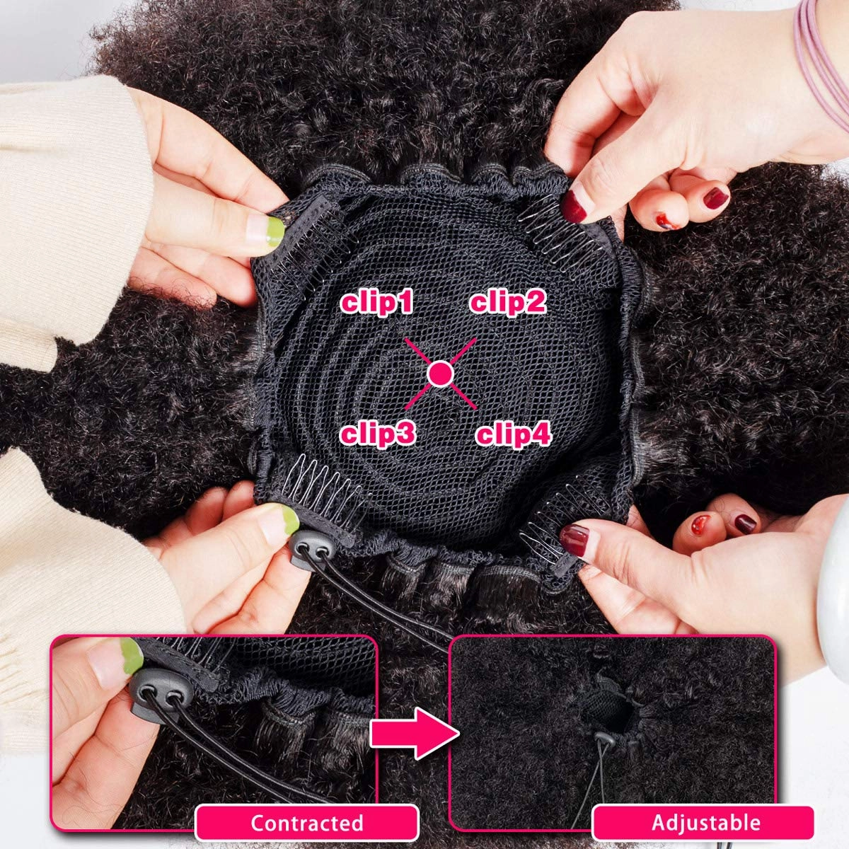 WENYU Afro Puff Drawstring Ponytail Human Hair Bun For Black Women 8A Brazilian Virgin Afro Kinky Curly Clip In Ponytail Extension Human Hair Pieces Natural Color (6 Inch, Drawstring Ponytail)