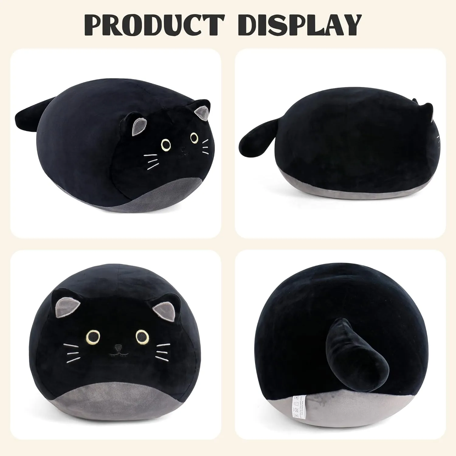 Wepop Black Cat Stuffed Animal Plush Toys, 20 in Cute Cat Plush Throw Pillows Soft & Cuddly Plushies Dolls Gifts for Boys Girls