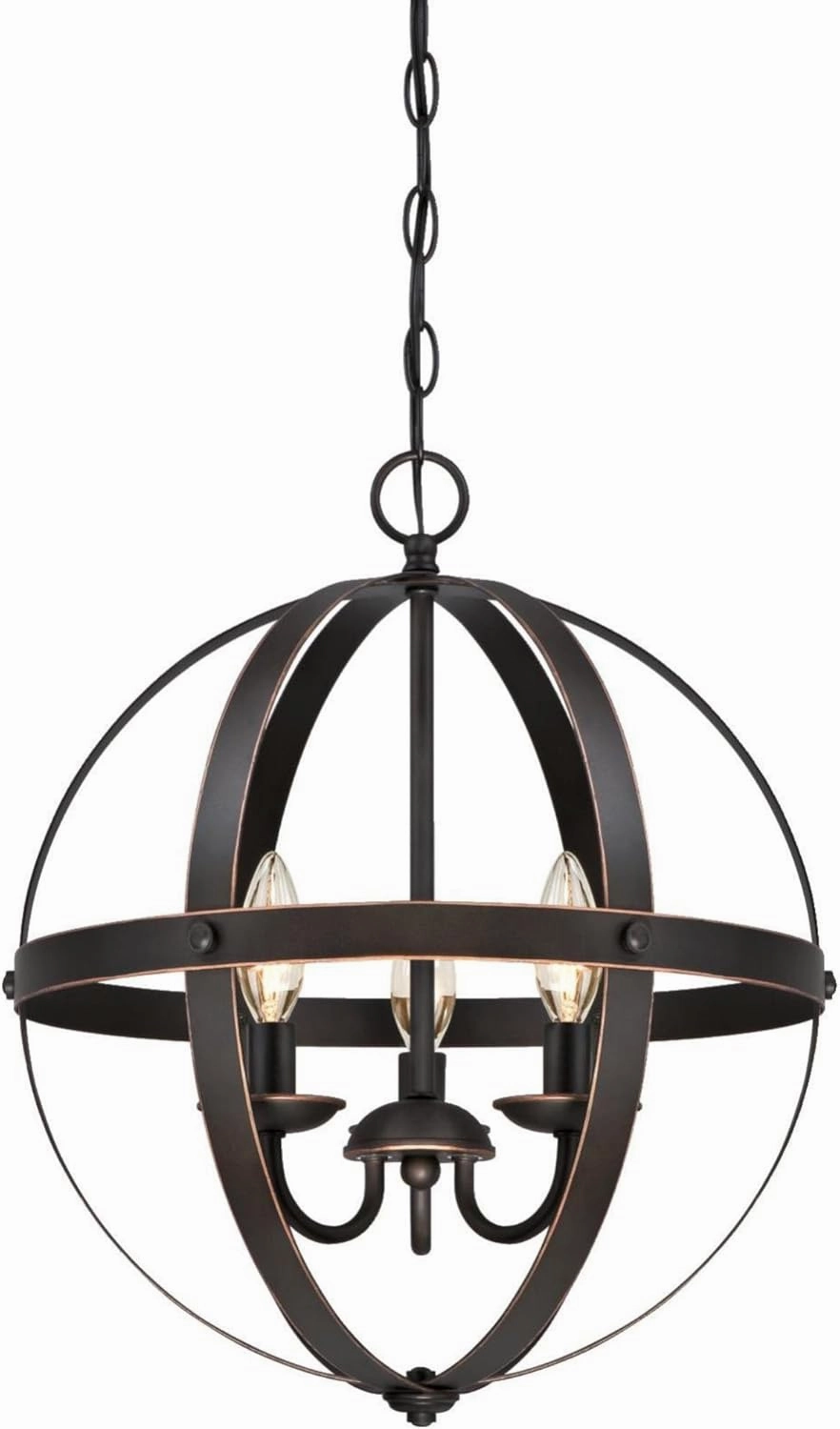 Westinghouse 6341800 Stella Mira Three-Light Pendant, Oil Rubbed Bronze Finish with Highlights