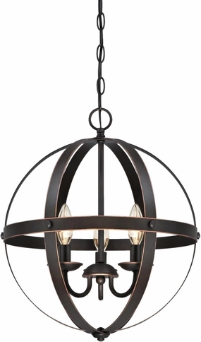 Westinghouse 6341800 Stella Mira Three-Light Pendant, Oil Rubbed Bronze Finish with Highlights