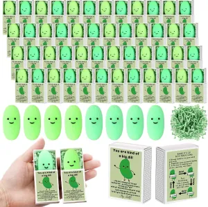 Wettarn 50 Sets Appreciation Pickle Gifts Cute Stress Balls with Support Gift Boxes Inspirational Party Favors for Employee Coworker Friends Office Positive Relief Toys