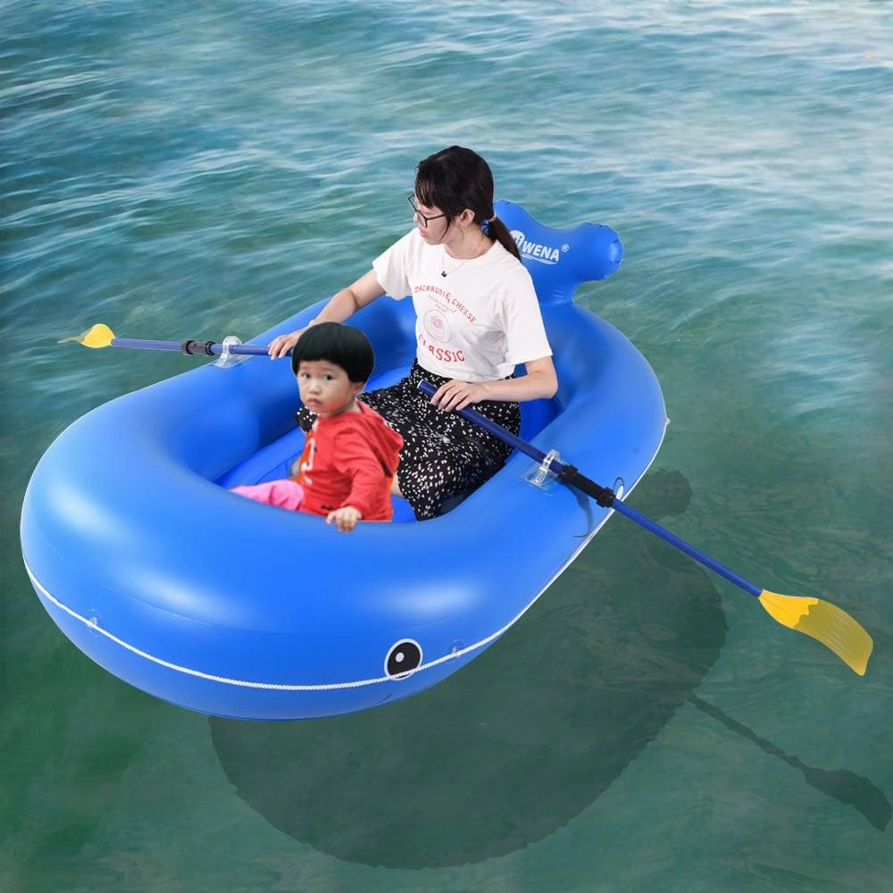 Whale Inflatable Boat, 73 inches Whale Pool Float for Kids and Adults, Swimming Pool and Lake Boat Float (with Oars)