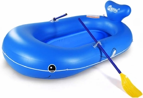 Whale Inflatable Boat, 73 inches Whale Pool Float for Kids and Adults, Swimming Pool and Lake Boat Float (with Oars)
