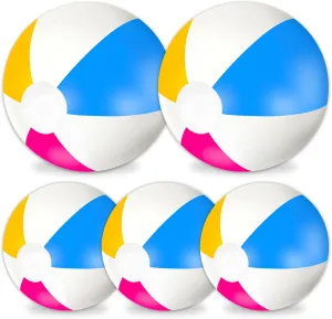 Whaline 5Pcs Inflatable Beach Ball 24 & 16 Inch Round Pool PVC Balls Cute Game Toys
