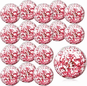 Whaline 16Pcs 16'' Glitter Inflatable Beach Balls Round Pool PVC Balls Cute Game Toys for Summer Hawaiian Tropical Theme Beach Party Decoration