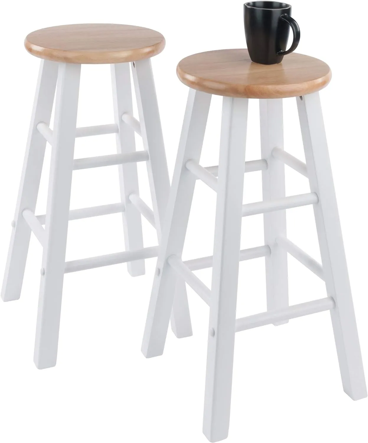 Winsome Element Counter Stools, Natural & White, 24", 2 Piece Set