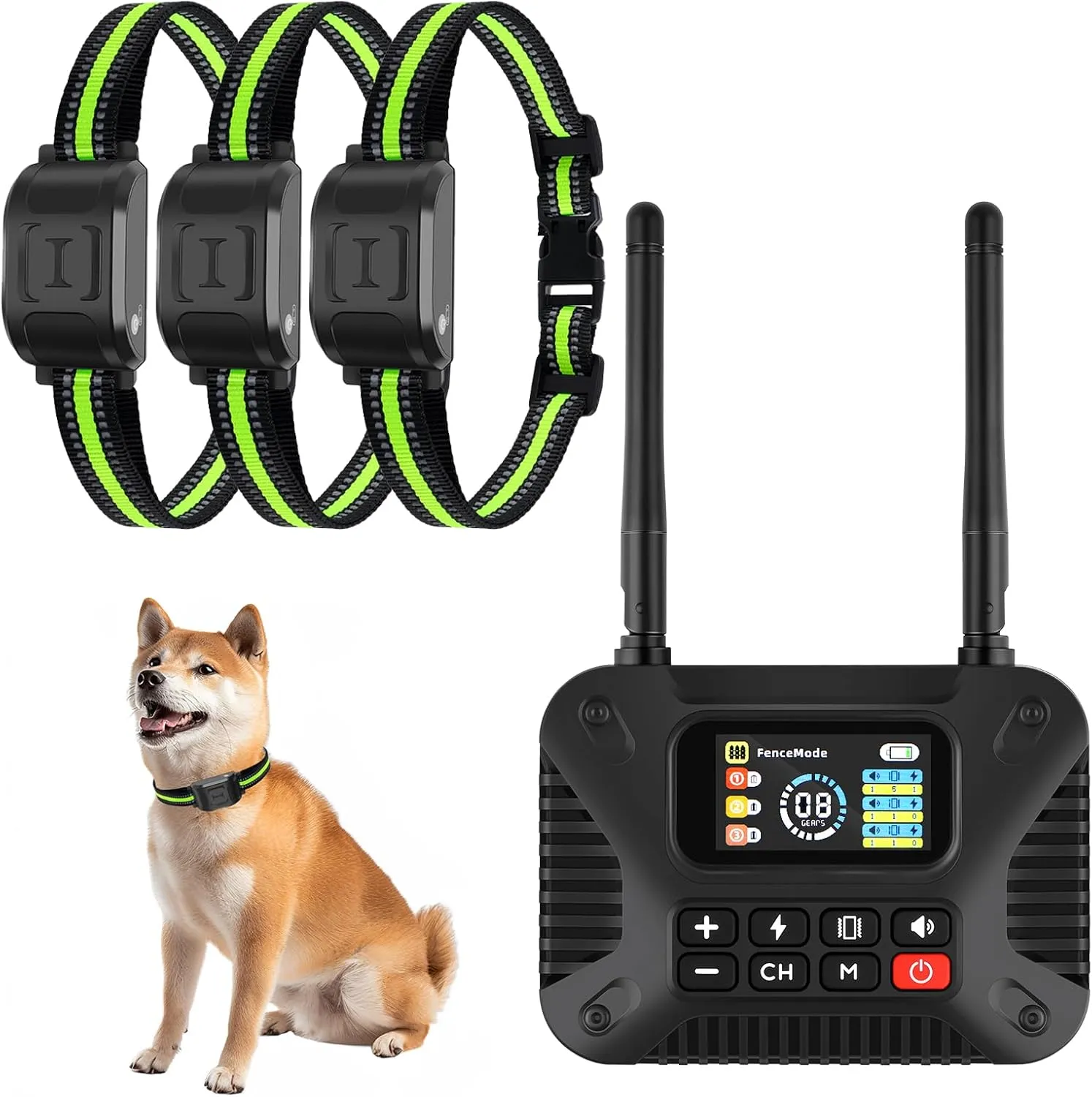 Wireless Dog Fence 2.4GHz Electric Fence for Dogs Wireless Fence for Dogs Portable Electric Dog Fence with Waterproof and Rechargeable Dog Training Collar (1 Controller & 3 Collar)