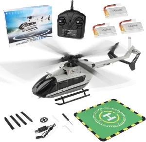 WL K160 RC Helicopter, EC-145 4CH 4-Propeller Flybarless RC Helicopter for 16 , with Adjustable Left and Right Hand Throttle, Three Batteries (RTF Version)