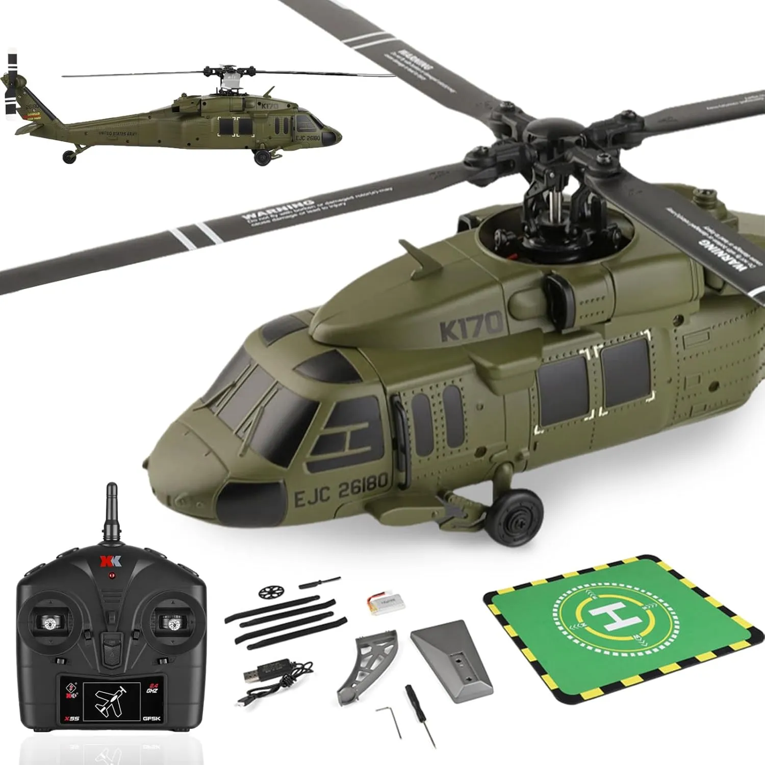 WL K170 Black Hawk RC Helicopte for Adults, K170 Rc Helicopter, UH-60L 170 Size 2.4G 4CH Remote Control Helicopter Mode (K170 Rc Helicopter)