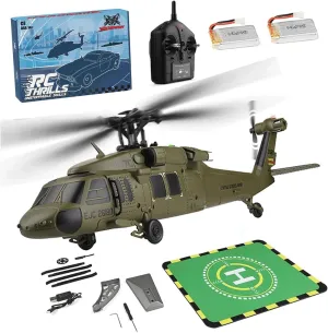 WL K170 Black Hawk RC Helicopter, UH-60L 170 Size Flybarless RC Helicopter for 16 , with Adjustable Left and Right Hand Throttle, Two Batteries (RTF Version)