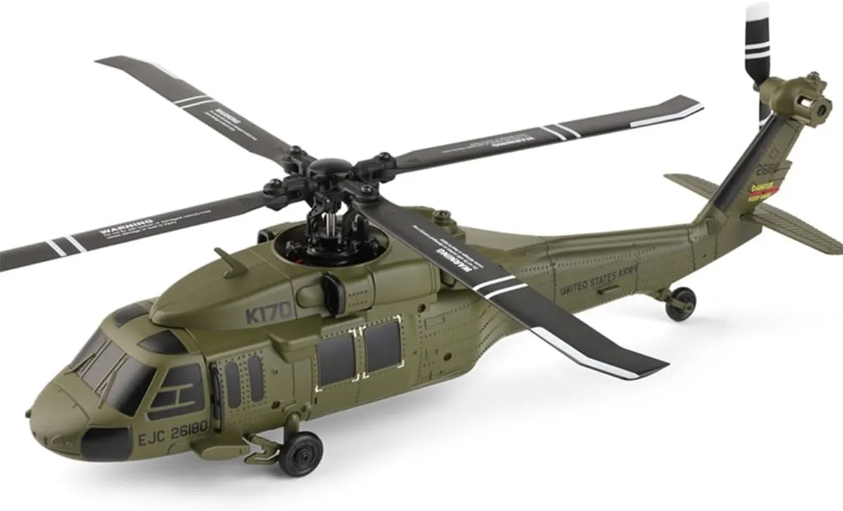 WL K170 Black Hawk RC Helicopter, UH-60L 170 Size Flybarless RC Helicopter for 16 , with Adjustable Left and Right Hand Throttle, Two Batteries (RTF Version)