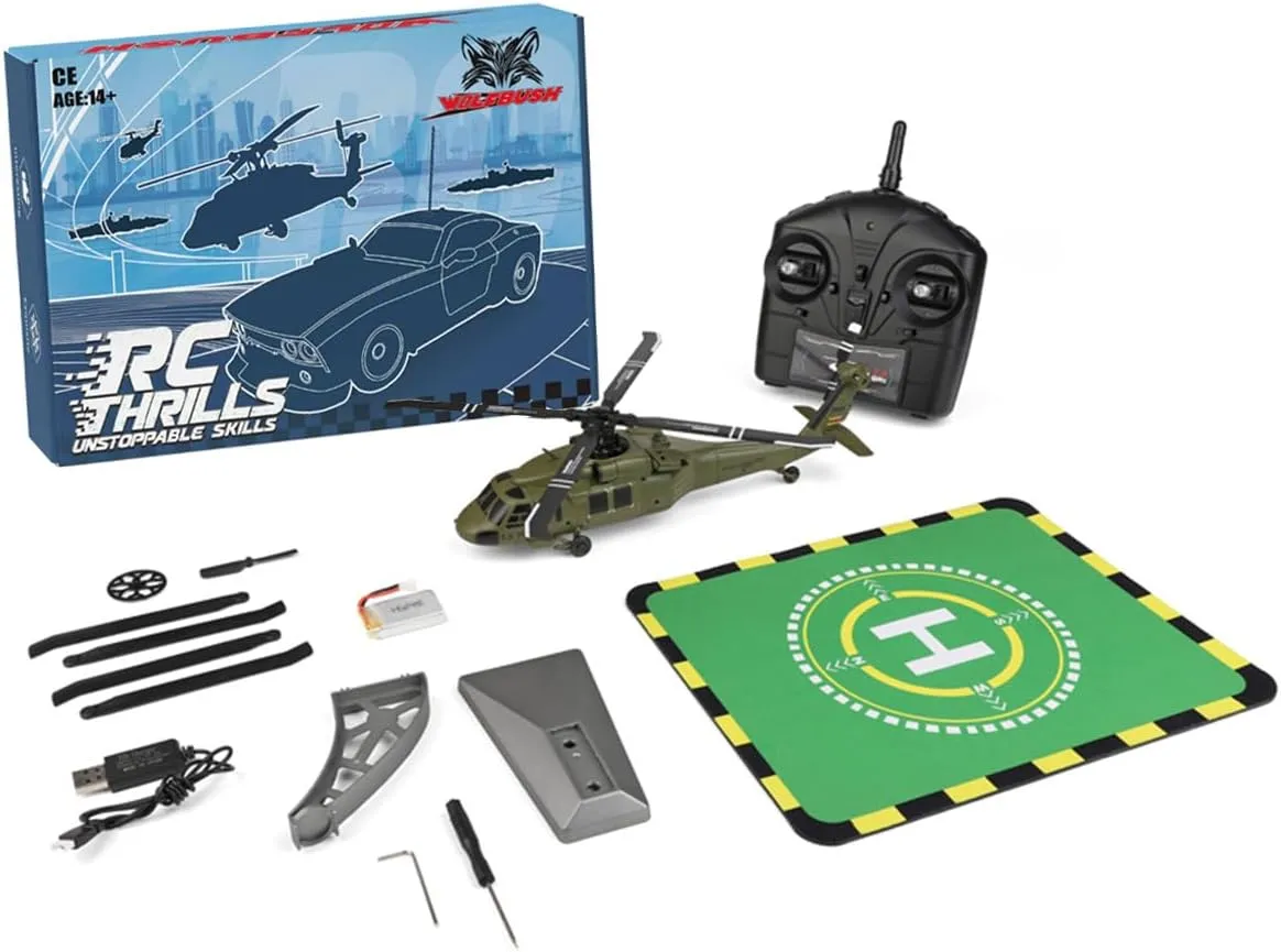 WL K170 Black Hawk UH-60L Helicopter Model– 170 Size 2.4G 4CH Flybarless RC Helicopter (RTF) – Adjustable Left/Right-Hand Throttle