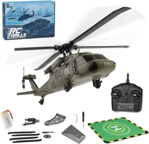 WL K170 RC Helicopter Model, Black Hawk UH-60L 170 Size 4CH Flybarless Helicopter with Adjustable Left and Right Hand Throttle (RTF Version)