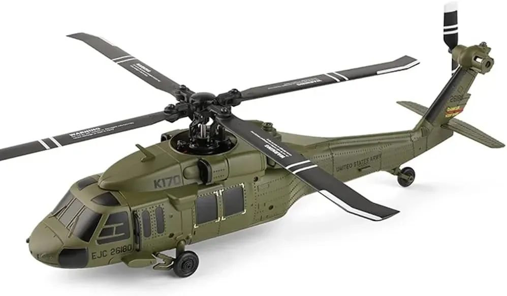 WL K170 UH-60L RC Helicopters for Adults, for Black Hawk RC Plane 6-Axis Gyro 2.4G 4CH Remote Control Helicopters Altitude Hovering Military Aircraft - RTF / 1 Battery