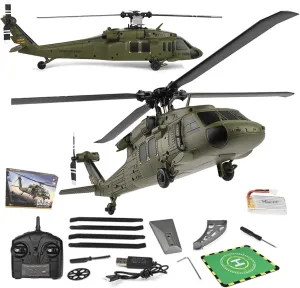 WL K170 UH-60L RC Helicopters for Adults, for Black Hawk RC Plane 6-Axis Gyro 2.4G 4CH Remote Control Helicopters Altitude Hovering Military Aircraft - RTF / 1 Battery