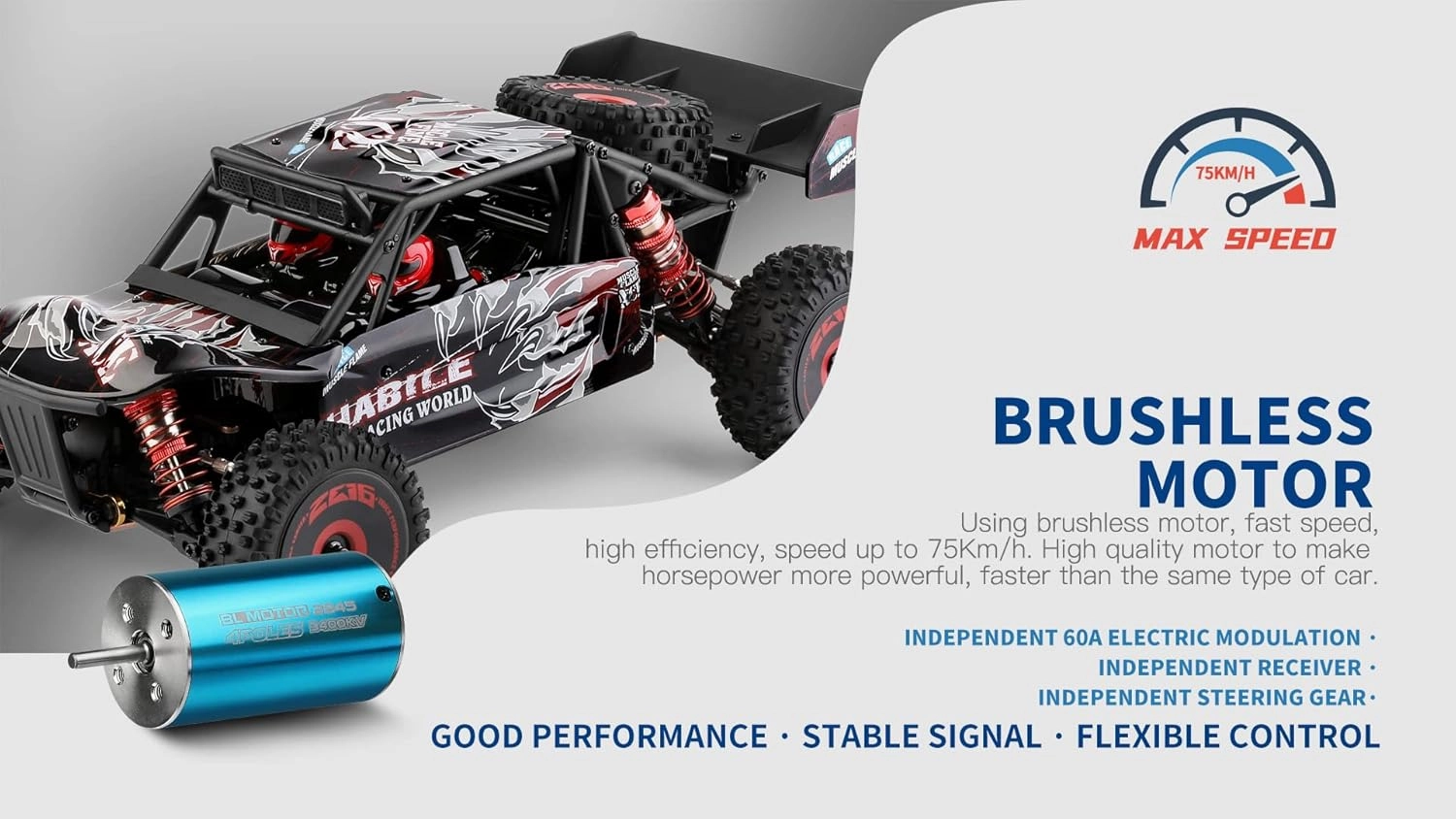 WLtoys 124017 124019 V2 75KM/H 2.4G RC Car Brushless 4WD Electric High Speed Off-Road Drift Remote Control Toys for Children 124016 1B 2200mAh