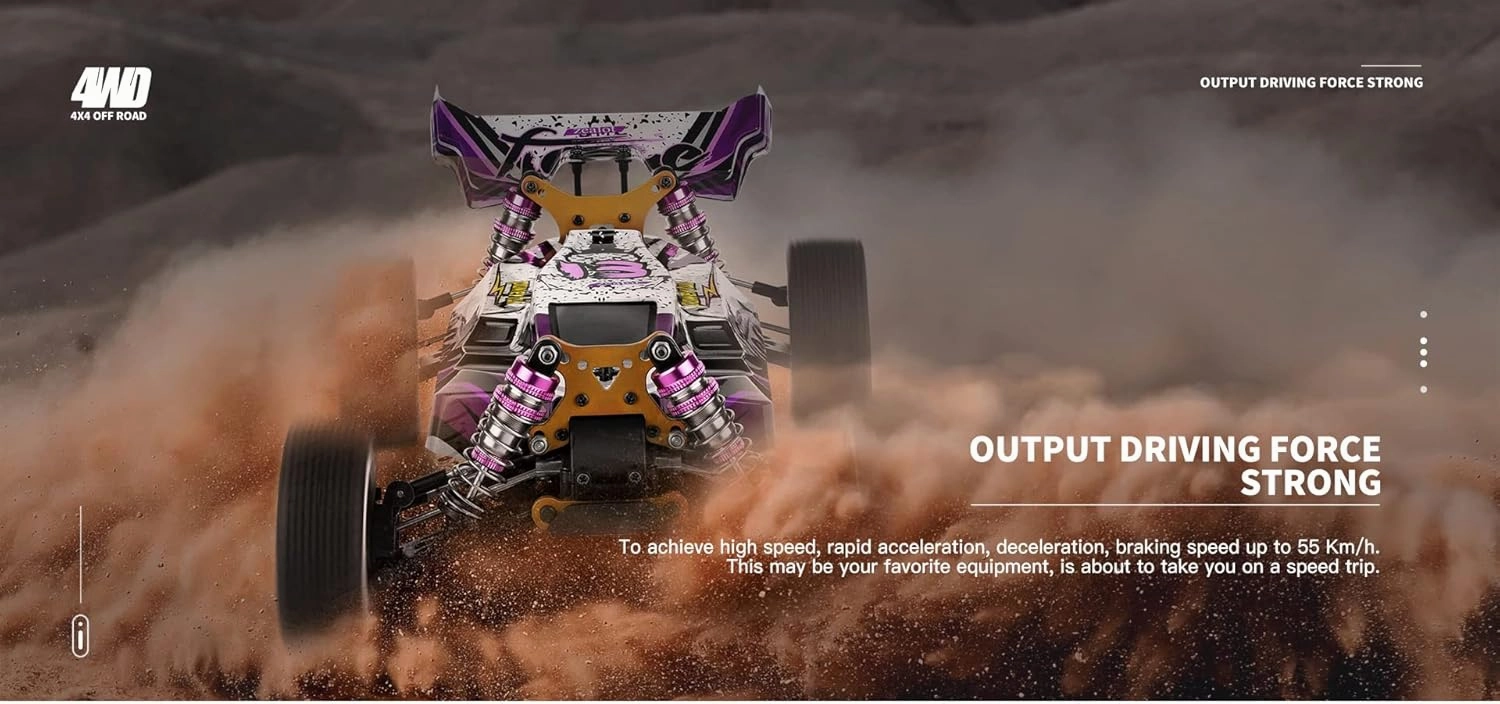 WLtoys High-Speed RC Car 124019 V2 1/12 4WD 55km/h High-Speed Off-Road Remote Control Drift Climbing RC Racing Car Adults,Kids Toys (124019 2 * 2200)