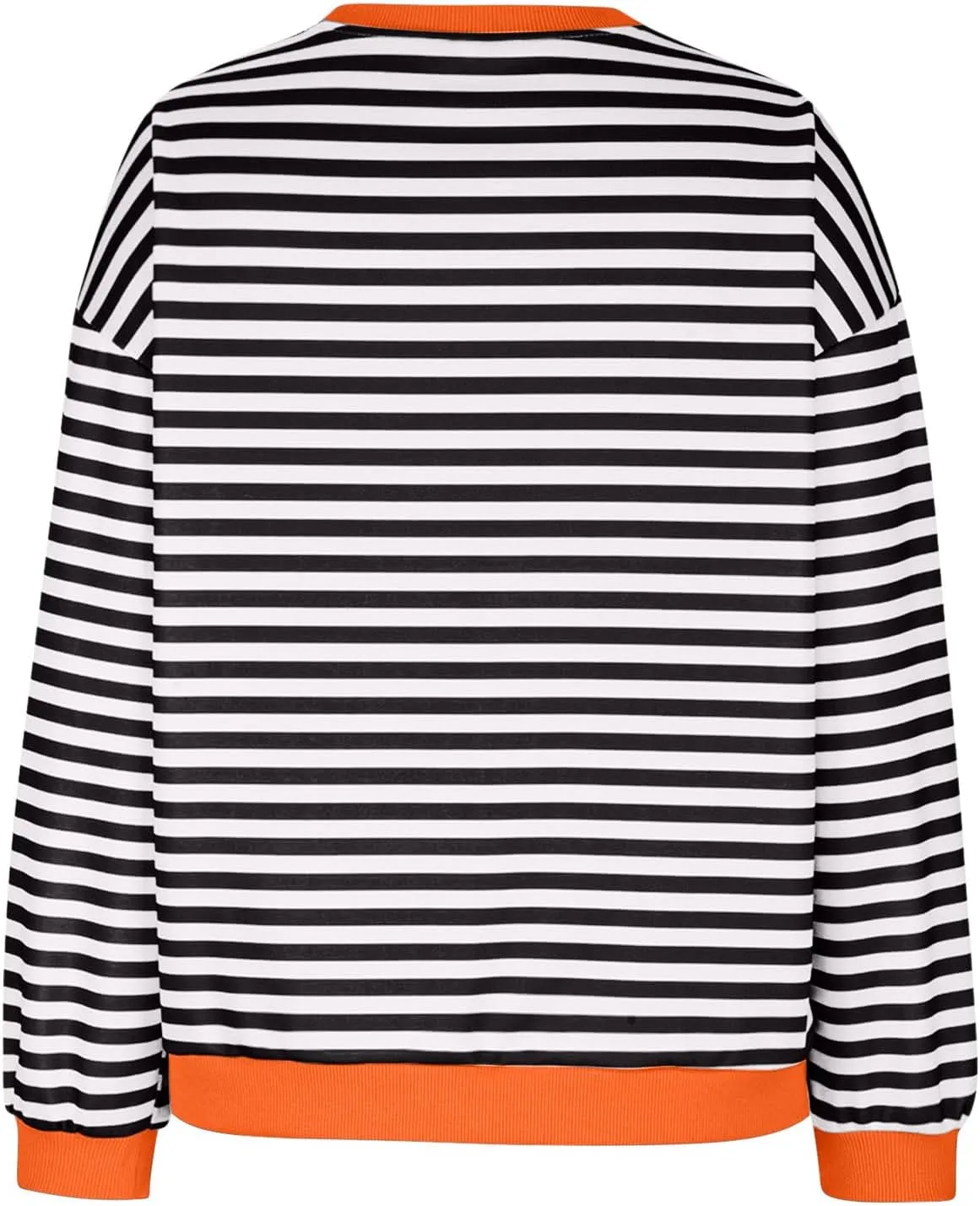 Women Fall Sweatshirts Fashion Striped Print Pullover Long Sleeve Lightweight Loose Casual Sweatshirt