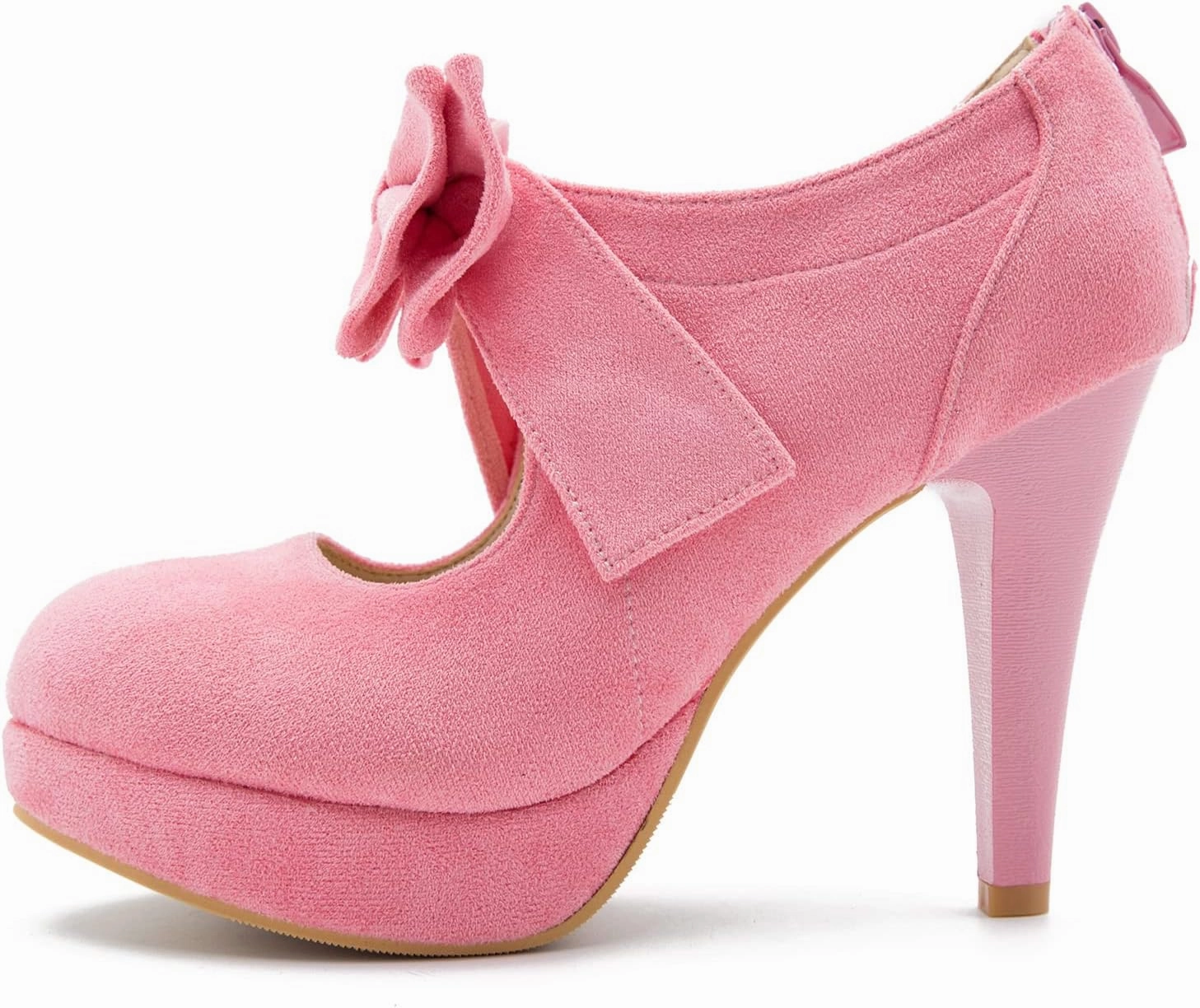 Women's Bow Heels Mary Jane High Heel Closed Toe Platform Vintage Dress Pumps