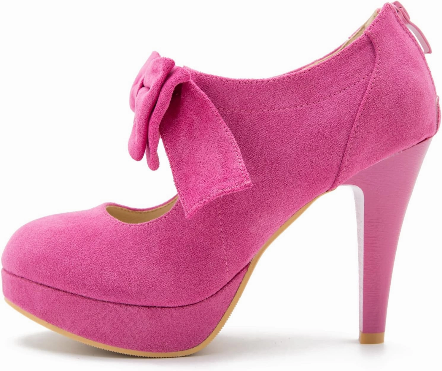 Women's Bow Heels Mary Jane High Heel Closed Toe Platform Vintage Dress Pumps