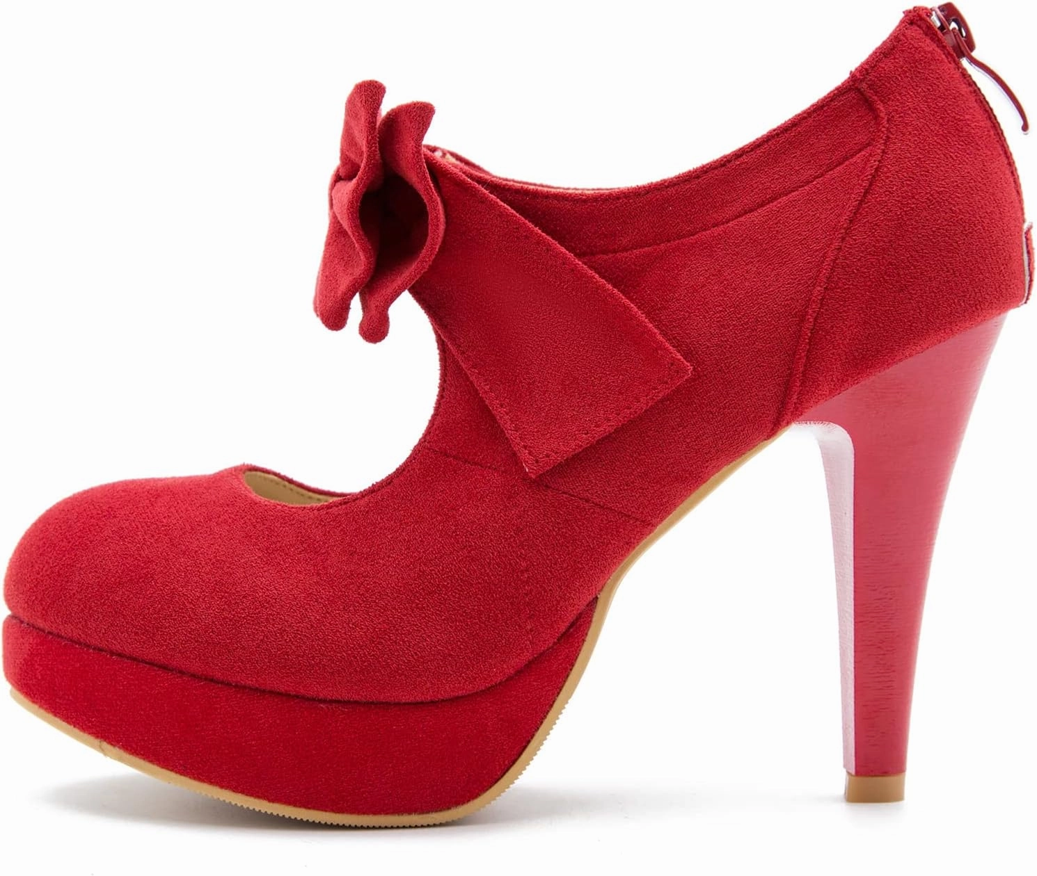Women's Bow Heels Mary Jane High Heel Closed Toe Platform Vintage Dress Pumps