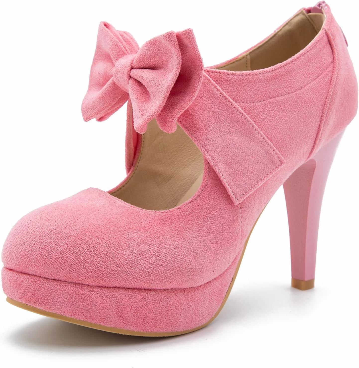 Women's Bow Heels Mary Jane High Heel Closed Toe Platform Vintage Dress Pumps